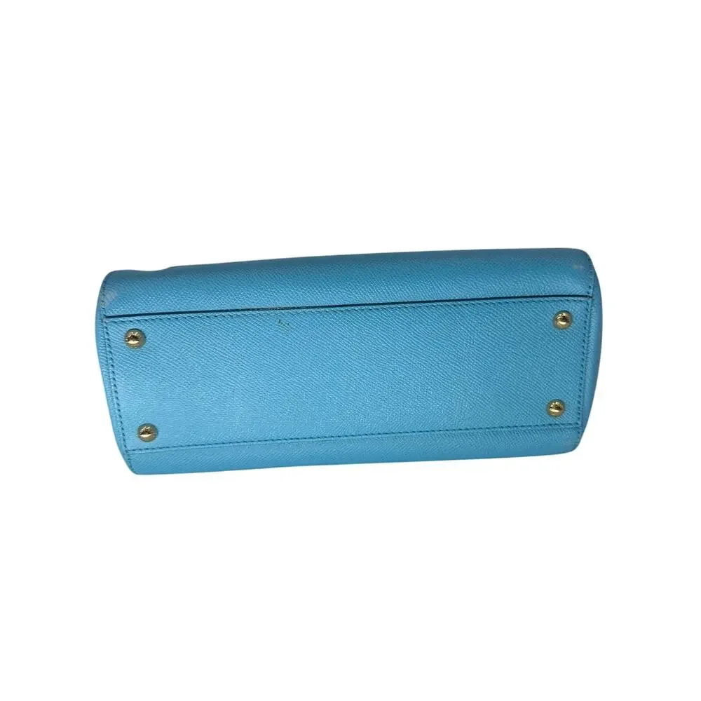 Dolce & Gabbana Miss Sicily Light Blue Leather Top Handle Satchel Bag Women's